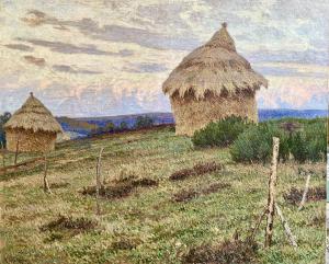 Die goldenen Felder, Abend im Brabanter Land. Rodolphe Wytsman (1860-1927). Öl auf Leinwand.